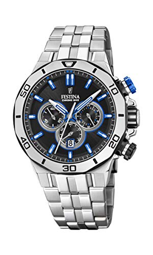 【中古】【未当て嵌める・未開封品】Festina Men\u0027s Chrono Bike F20448-5F61 Black Stainless-Steel Quartz Dress Watch