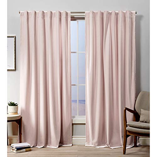 【中古】【未使用・未開封品】Exclusive Home Curtains ベルベット隠しタブトップカーテンパネル 52x108インチ ブラッシュカラー 2パネル