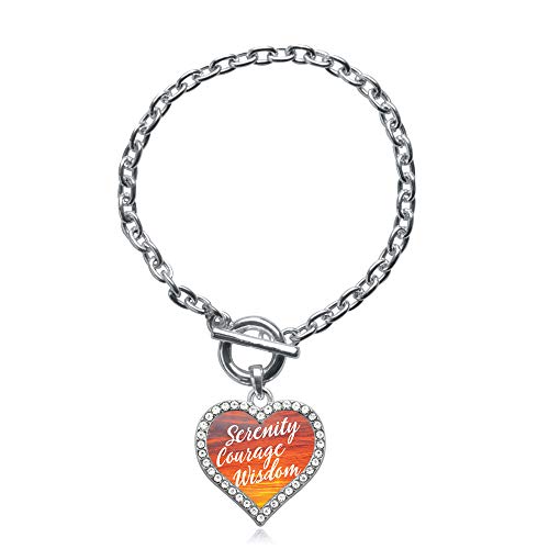 【中古】【未使用・未開封品】Inspired Silver - Sunset Serenity Prayer トグルチャームブレスレット レディース - シルバーオープンハートチャームトグルブレスレット キュ