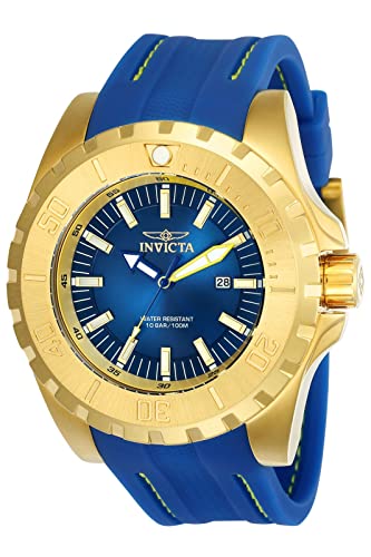 【中古】【未当て嵌める・未開封品】Invicta Men\u0027s Pro Diver 23736 Gold Silicone Quartz Diving Watch