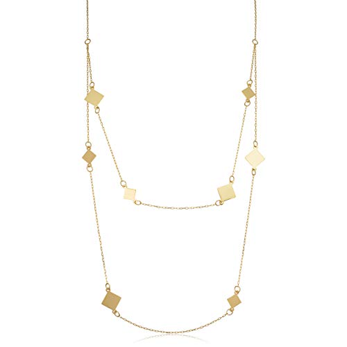 【中古】【未当て嵌める・未開封品】Kooljewelry 14K 黄色ゴールド 真四角 ステイション 花の冠yd 首飾り (16inまたは17inまで合わせる能力のある)