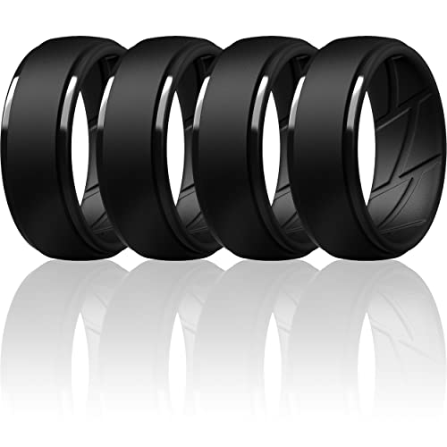 【中古】【未使用・未開封品】ThunderFit シリコンリング メンズ 通気性 エアフロー溝付き 幅10mm 厚さ2.5mm, 13.5 - 14 (22.69mm), シリコーン