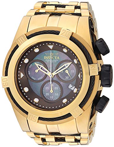【中古】【未当てはめる・未開封品】Invicta Men\u0027s Reserve Gold-Tone Steel Bracelet \u0026 Case Swiss Quartz Black Dial Analog Watch 29737