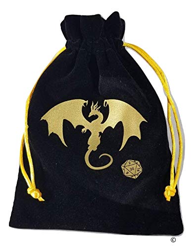 【中古】【未使用・未開封品】ダンジョンズ&ドラゴンズ ブラックベルベット ドローストリング ダイスバッグ ゴールドサテンのインテリア｜AJIMURA-SHOP
