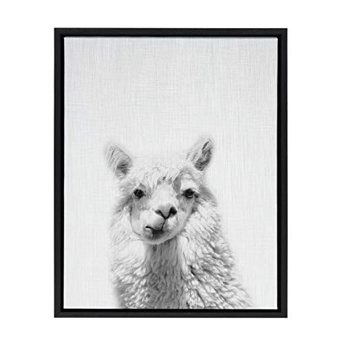【中古】【未使用・未開封品】Kate and Laurel Sylvie Alpaca 白黒 ポートレート フレーム キャンバス ウォールアート Simon Te Tai作、18x24 ブラック