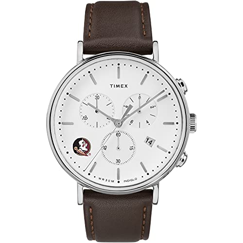 【中古】【未当て嵌める・未開封品】Timex MensFSU Florida State University Watch Chronograph Leather Band Watch