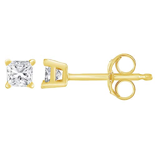 【中古】【未当て嵌める・未開封品】14KT 黄色ゴールド 姫御前撥ねのける 金剛石 プチ スタッドピアス (1/5 cttw、I-J色つや、I3クラリティ)