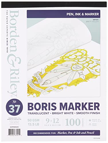 【中古】【未使用・未開封品】Borden & Riley #37 ボリス マーカー レイアウト ブライトホワイト 半透明ボンドパッド 9 x 12インチ 13ポンド ホワイトシート 100枚 パッケージ