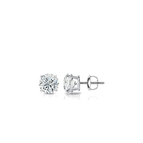 【中古】【未当て嵌める・未開封品】Diamond Wish 14Kゴールド ラウンド 人工 金剛石 スタッドピアス (1/4cttw、G-H、SI1-SI2) 4本爪手かご、螺子釘うしろ側