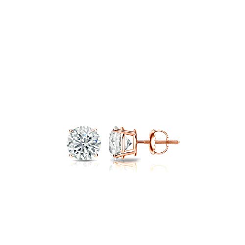【中古】【未当てはめる・未開封品】Diamond Wish 14Kゴールド ラウンド 人工 金剛石 スタッドピアス (1/4cttw、G-H、SI1-SI2) 4本爪提げ篭、ねじ釘うしろ側
