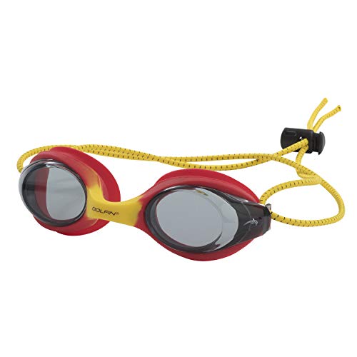 【中古】【未当て嵌める・未開封品】Dolfin Bungee レーサー スイムゴーグル (赤いこと 黄色)