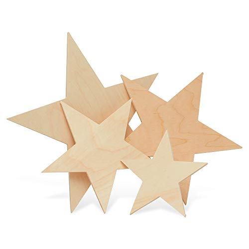 【中古】【未使用・未開封品】Woodpeckers 木製星型 6インチ 愛国的な木製切り抜き 未完成 DIY クラフト 壁飾り Pack of 5 MYX-4M3-4S2