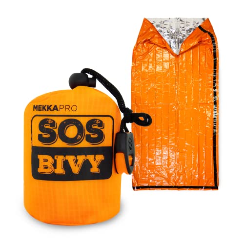【中古】【未使用・未開封品】MEKKAPRO SOS 緊急防寒 ビビー スリーピングバッグ サバイバルホイッスル付き サバイバルビビーサック マイラー緊急ブランケット|AJIMURA-SHOP