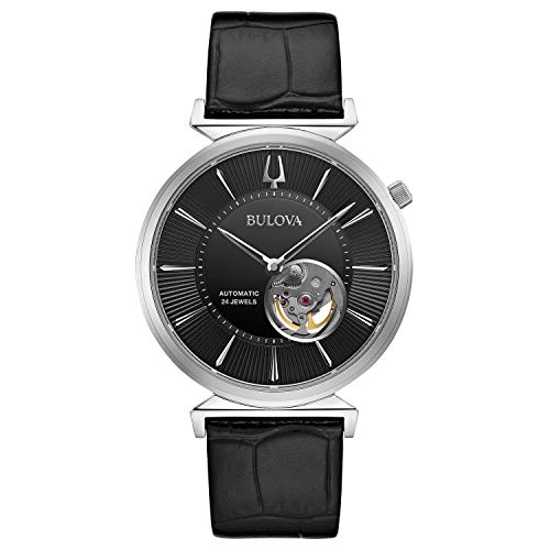 【中古】【未使用・未開封品】Bulova クラシックな自動ステンレススチール、ブラックレザーストラップ、シルバートーン（モデル：96A234） クラシックレガッタ