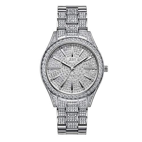 【中古】【未当て嵌める・未開封品】JBW ラグジュアリー レディース Cristal-34 J6383 0.12 ctw 12 金剛石メッキ ウオッチ ステンレススチールブレスレット 34粍, Silver, クォ