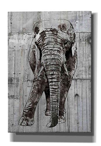 【中古】【未当て嵌める・未開封品】Irena OrlovによるEpic Graffiti \u0027Elephant Portrait\u0027 ジークレー 帆布 ウォール作物 18\" x 26\"" 薄墨色 EPIC-CA18263784"