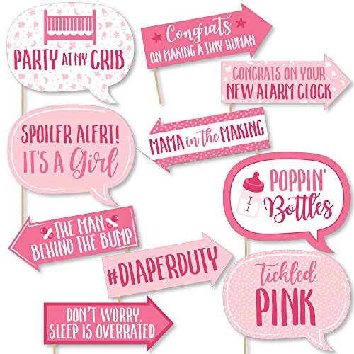 【中古】【未使用・未開封品】Funny It's a Girl - ピンク ベビーシャワーフォトブース小道具キット - 10ピース