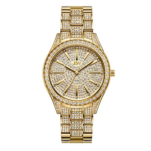 【中古】【未当てはめる・未開封品】JBW ラグジュアリー レディース Cristal-34 J6383 0.12 ctw 12 金剛石メッキ ウオッチ ステンレススチールブレスレット 34粍, Gold