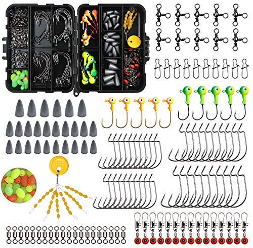 【中古】【未使用・未開封品】JSHANMEI 釣りターミナルタックルキット - 釣りフック ウエイト ジグヘッド バレルスイベル デュオロックスナップ スペースビーン 釣りビーズ 淡