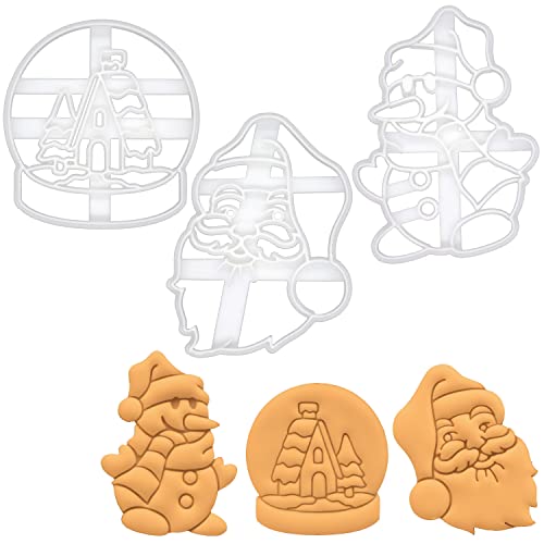 【中古】【未使用・未開封品】クリスマスがテーマのクッキー型3個セット (デザイン：サンタクロース、スノードーム、スノーマン)、3ピース - パン屋ロジー