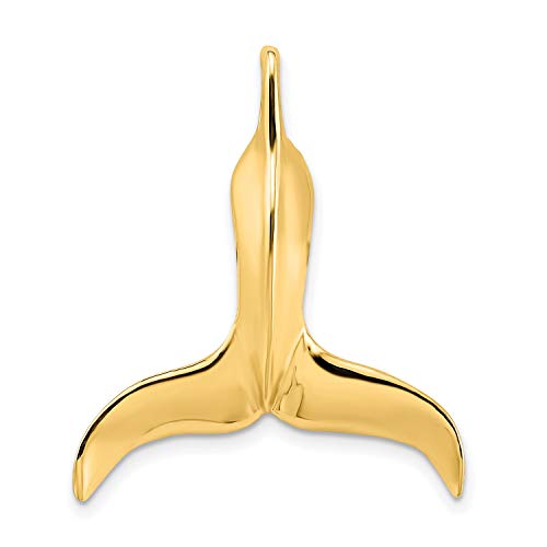 【中古】【未使用・未開封品】14K イエローゴールド 3-D クジラテールチェーン スライドペンダント 光沢仕上げ 30x25mm