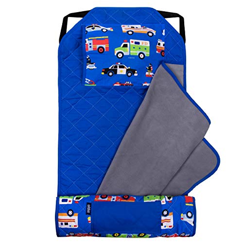 【中古】【未当て嵌める・未開封品】Wildkin オールインワン モダンナップマット 枕付き添い人 赤ちゃん お坊っちゃん 御姉さん用 保育園や幼稚園に至適な大きさ 伸縮性のあるコーナーストラップで標準尺度