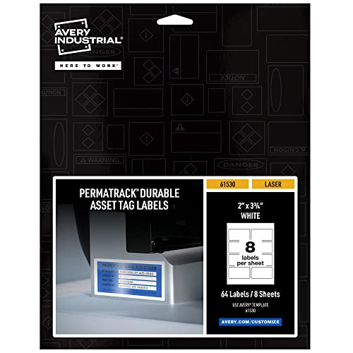 【中古】【未当て嵌める・未開封品】Avery PermaTrack 思わしいなホワイトアセットタグラベル 3-3/4\" x 2\"""