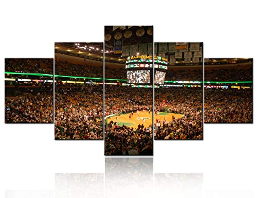 【中古】【未使用・未開封品】ボストンTD バンクノースガーデン アリーナ HDプリント キャンバス地 NBA絵画 モダン写真 5パネルアートワーク リビングルーム用家の装飾、額入