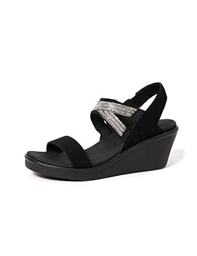 【中古】【未使用・未開封品】Skechers レディース ウェッジサンダル, ブラック, 11