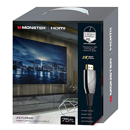 【中古】【未使用・未開封品】Monster 75フィート UHD プラチナファイバー HDMIケーブル 4K HD画質リッチカラー 7.2サラウンドサウンド モノラル ステレオ 5.1 DTS 薄くて柔軟｜AJIMURA-SHOP