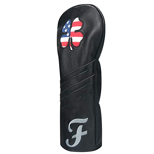 【中古】【未使用・未開封品】Craftsman Golf USA アメリカ国旗クローバー レザー ブラック ドライバー フェアウェイ ウッド レスキュー ハイブリッドカバー ヘッドカバー (F|AJIMURA-SHOP