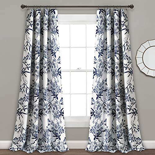 【中古】【未当てはめる・未開封品】Botanical Garden Room Darkening Window Curtain Panels Navy 52X84 Set