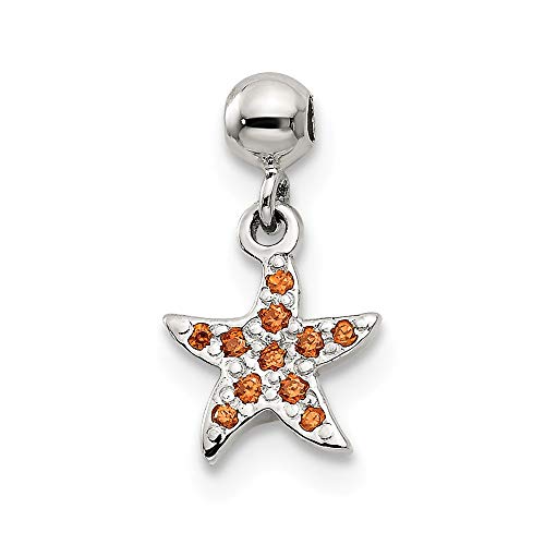【中古】【未使用・未開封品】Jewels By Lux 925 スターリングシルバー Mio Memento オレンジ キュービックジルコニア キュービックジルコニア ダングル ヒトデチャームペンダ