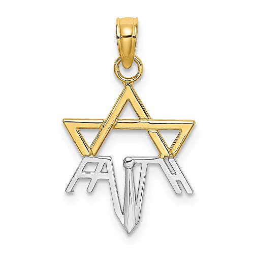 【中古】【未当てはめる・未開封品】Jewels By Lux 14k 白いことと黄色 ツートーンゴールド 1/2 猶太の星 ホワイトフェイスハイポリッシュペンダント