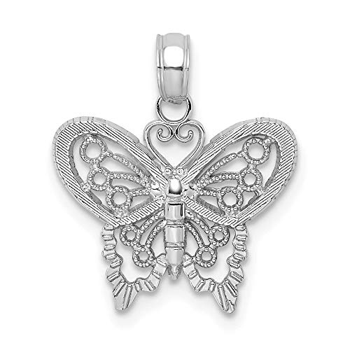 【中古】【未使用・未開封品】Jewels By Lux 14K ホワイトゴールド ホワイト バタフライ カットアウト ハイポリッシュ ペンダント