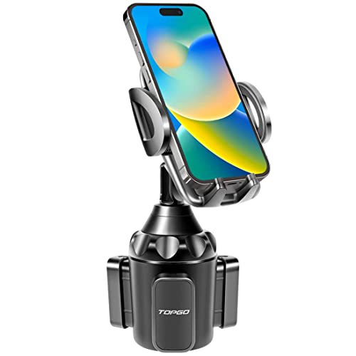 【中古】【未当て嵌める・未開封品】スマホホルダー 車優勝杯 TOPGO 自然調整能力のある 車用 持ちはこび電話を掛ける ドリンク保持者 優勝杯照明ランプ 360度 回転させる ワンタッチ取りはらい iPhone14/14Plus/14 /