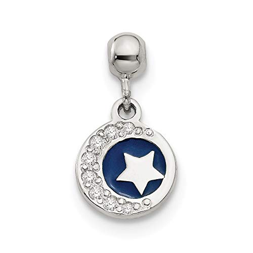 【中古】【未使用・未開封品】Jewels By Lux 925スターリングシルバー ミオメメントエナメル&キュービックジルコニア ダングルムーン&スターチャームペンダント, スターリング