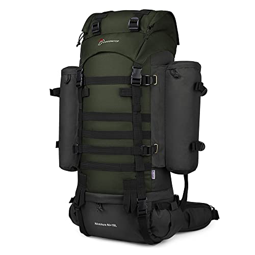 【中古】【未当て嵌める・未開封品】Mardingtop 65+10L MOLLE 山歩き 内部的フレームバックパック レインカバー付き添い人 黒いこと＆アーミーグリーン 65+10L 靴-その他
