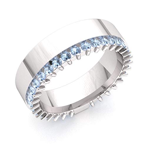 【中古】【未使用・未開封品】ダイアモンドレ 天然 認定アクアマリン 結婚指輪 14K ホワイトゴールド 0.87カラット 女性用指輪 米国サイズ4.5｜AJIMURA-SHOP