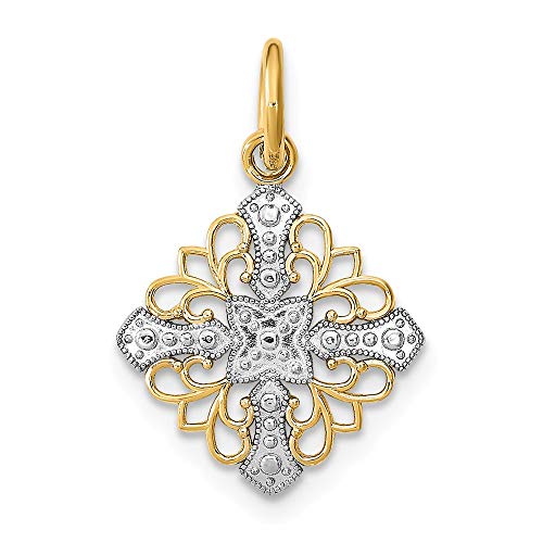 【中古】【未当てはめる・未開封品】Jewels By Lux 14K 白いことと黄色 ツートーンゴールド 小さなメダリオン 白いことはりつけ台と巡回真っただ中とO輪っかシャンデリヤ