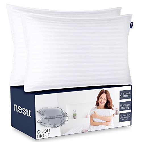 【中古】【未当て嵌める・未開封品】Nestl 御休み用枕 落ちこむ入り替わりスリープピロー キングサイズ 2個仕掛ける 綿100%枕押しかぶせる ポリ衣料繊維詰め直す 御休み用ホンブルグ帽枕