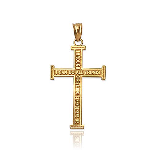 【中古】【未当て嵌める・未開封品】天使の都市 BLINGZ 14K黄色ゴールド リバーシブルクリスチャンクロスペンダントネックレス S ゴールド