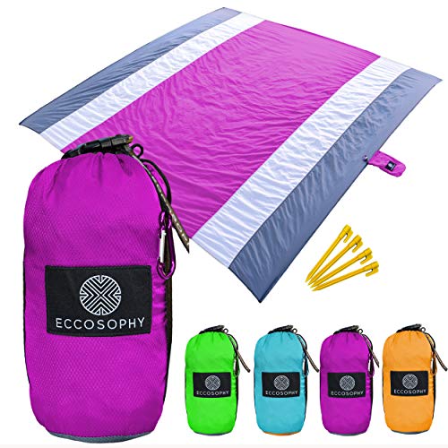 【中古】【未使用・未開封品】ECCOSOPHY サンドプルーフビーチブランケット - 特大砂フリービーチマット 9フィートx10フィート - 軽量アウトドアマット - コーナーサンドポケ 15,437円