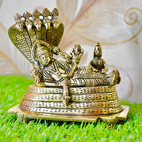 【中古】【未当て嵌める・未開封品】Aakrati Vishnu Laxmi Sheshnag - ヴァインカンント・ダム 金属元素偶像 4.5in