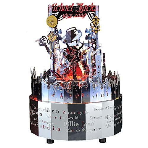 【中古】【未使用・未開封品】Microworld M-ichael J-ackson 回転オルゴール カラーチャニングLEDライト付き メタル3Dパズル DIYジグソーパズル 組み立てキット MJメモリアル|AJIMURA-SHOP