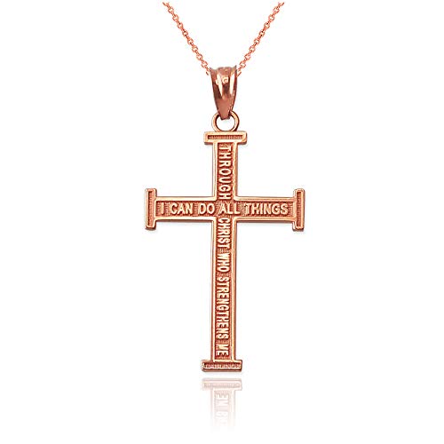 【中古】【未使用・未開封品】LA BLINGZ 14K ローズゴールド リバーシブル クリスチャン クロスペンダントネックレス S ピンク