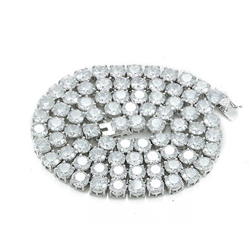 【中古】【未使用・未開封品】Bling NY 1連テニスネックレス 16~30インチ シルバー仕上げ 人工ダイヤモンド 3mm 4mm & 6mm ソリティアチョーカー テニスチェーン