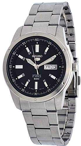 【中古】【未使用・未開封品】SEIKO 5 SNKN13J1 メンズ日本製ステンレススチールブラックダイヤル曜日日付自動腕時計, 自動巻き腕時計。