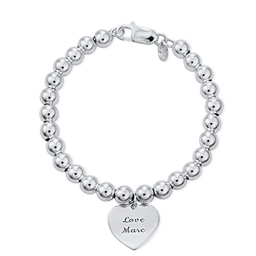 【中古】【未使用・未開封品】MyNameNecklace パーソナライズ ハートチャーム 彫刻ビーズブレスレット - 彼女へのカスタムラブジュエリー