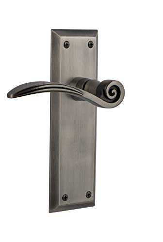 【中古】【未使用・未開封品】Nostalgic Warehouse 764455 New York Plate Non-Handed Swan Lever Double Dummy, Surface Mounted: No Backset, Antique Pewter｜AJIMURA-SHOP